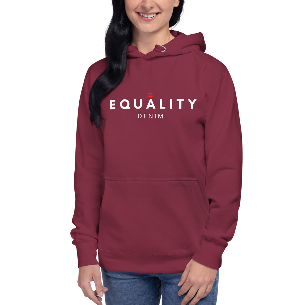 a woman wearing a unisex hoodie