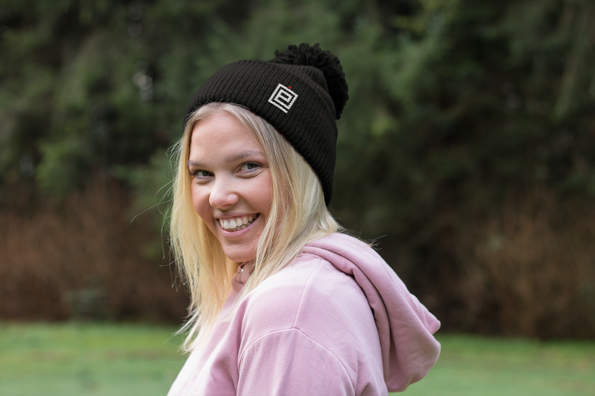 woman wearing a wool knit hat