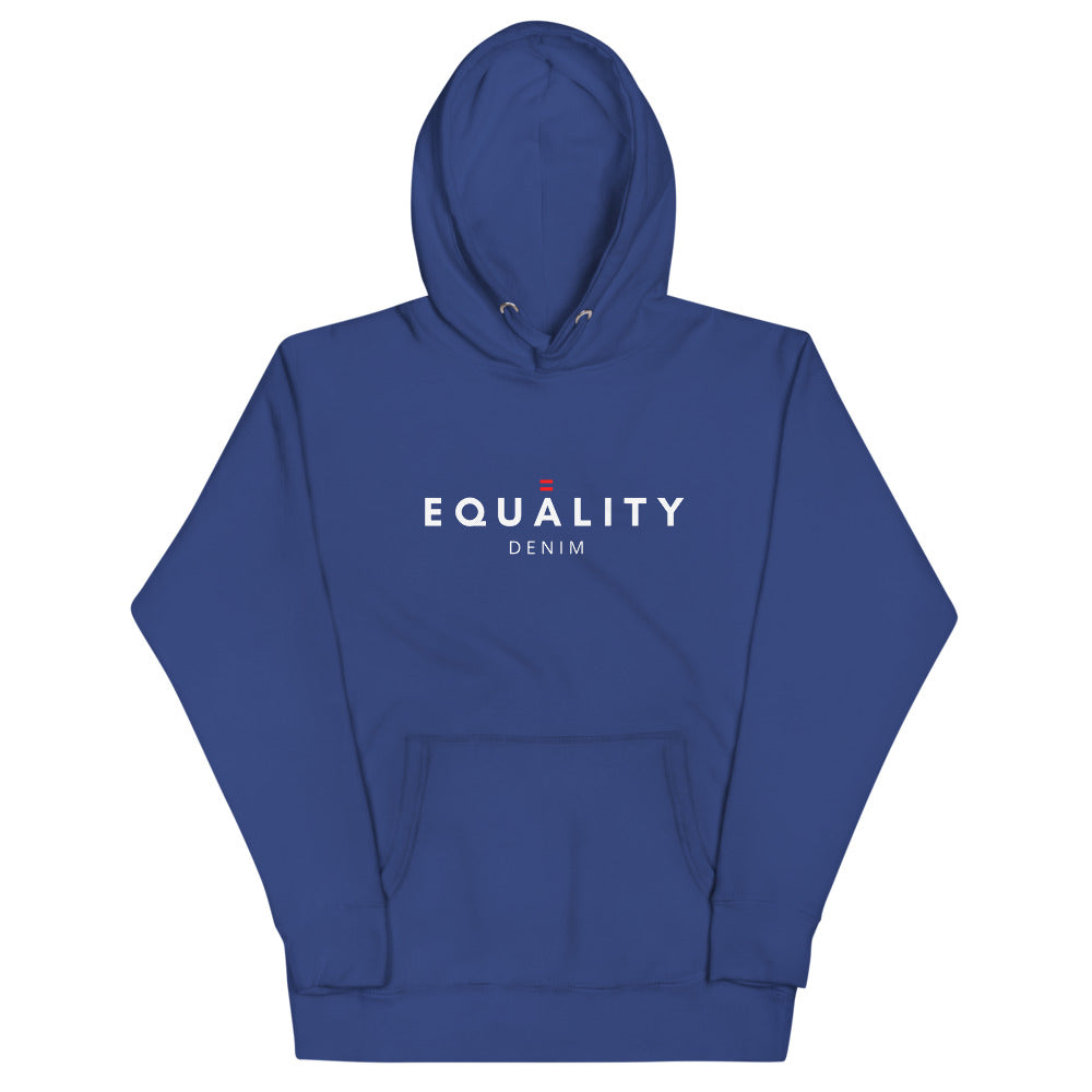 a blue hooded shirt